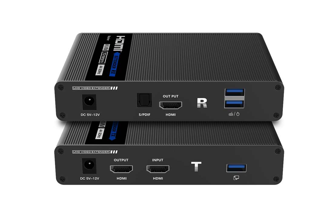 מרחיק HDMI KVM 4K HDR וחולץ אודיו עד 70 מטר