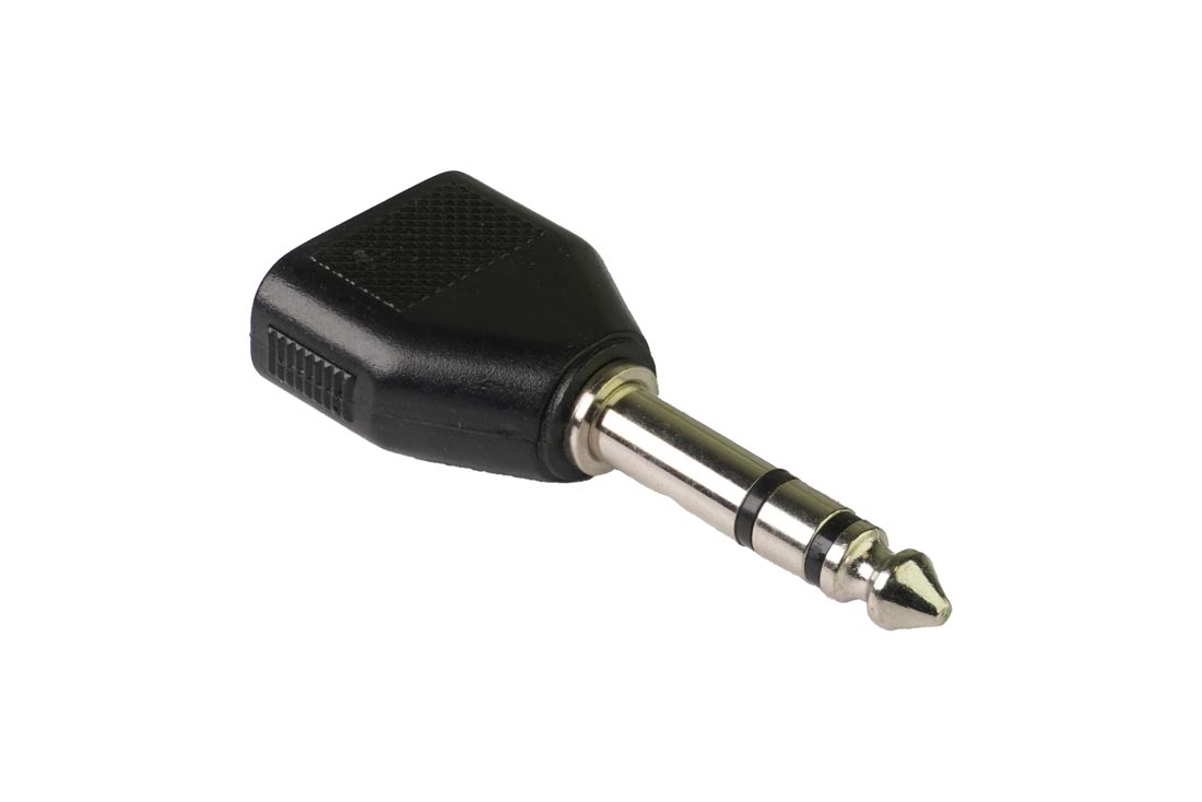 מעביר 2 שקע Aux 3.5mm לתקע PL סטריאו