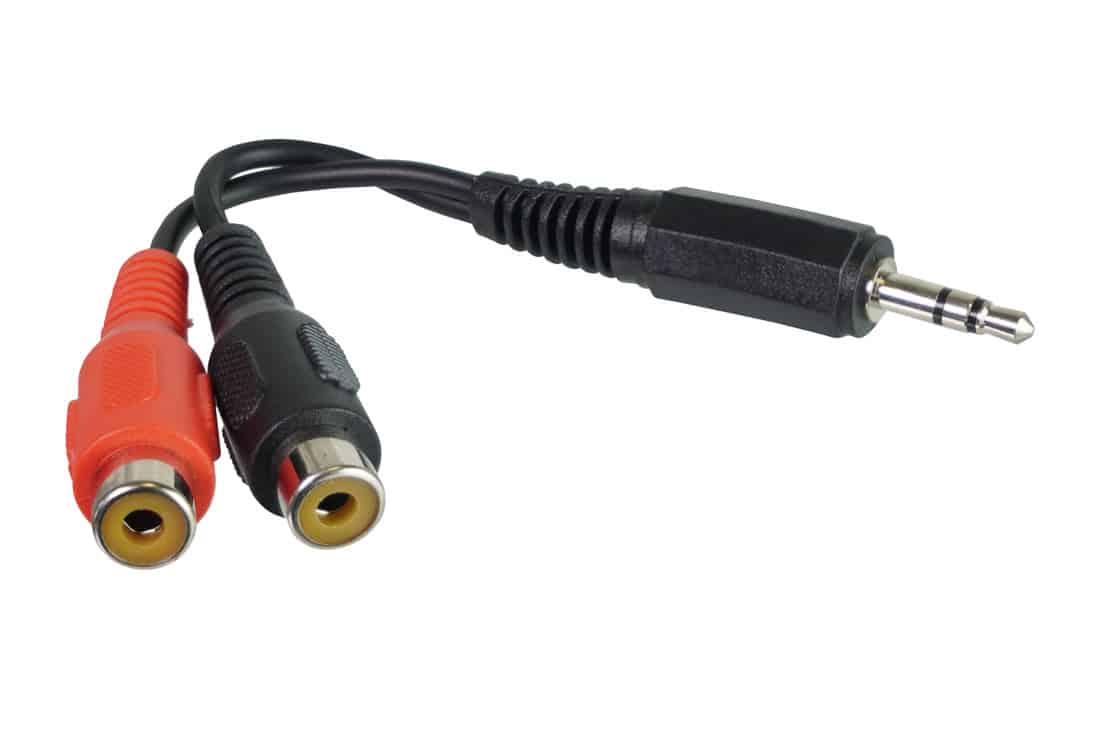 מעביר תקע Aux 3.5mm ל2 שקע RCA