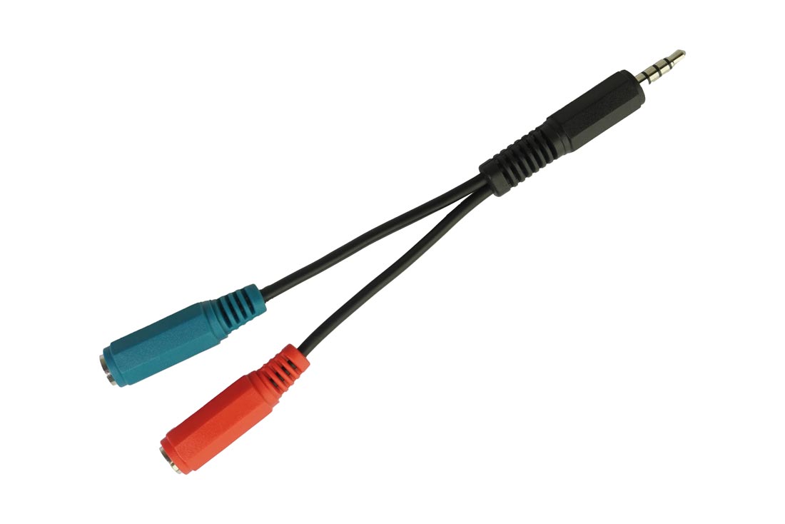 מעביר מ2 שקע AUX 3.5mm לתקע AUX 3.5mm TRRS