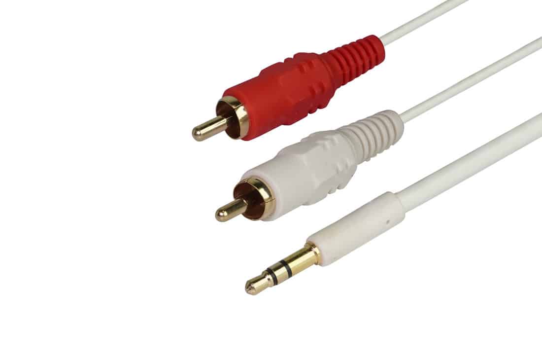 כבל דק תקע 2RCA לתקע AUX באורך 1.5 מטר