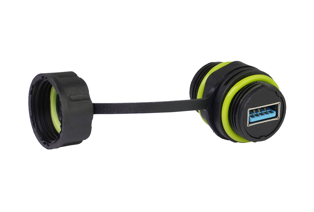 מעביר שקע שקע USB3.0 לפנל נגד מים IP67 + מכסה גומי