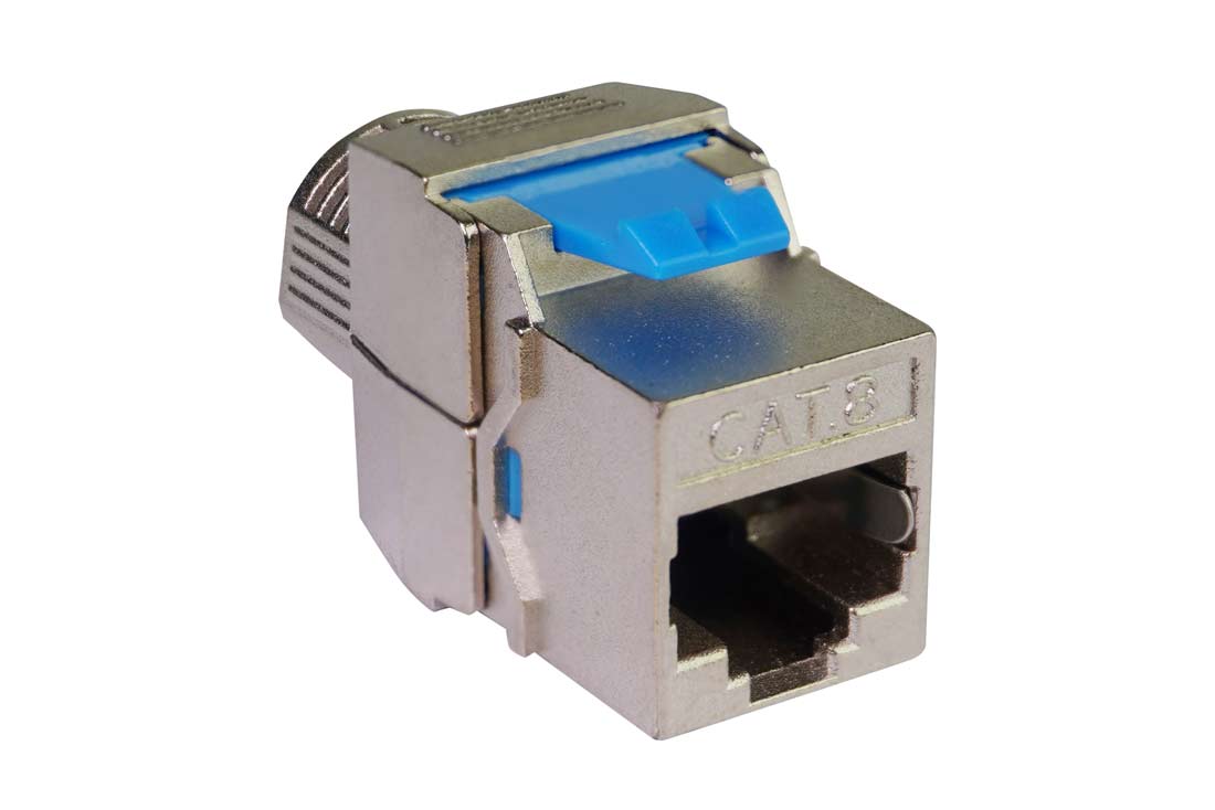 שקע RJ45 קיסטון CAT8 כולל הברגה
