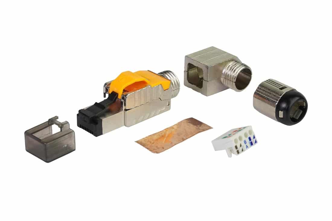 תקע RJ-45 לחיצה מהירה CAT8 בזווית