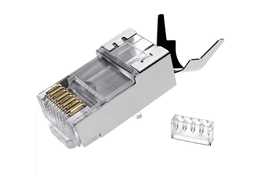 תקע RJ45 מסוכך לכבל CAT6A/7 עם אינסרט לסידור גידים