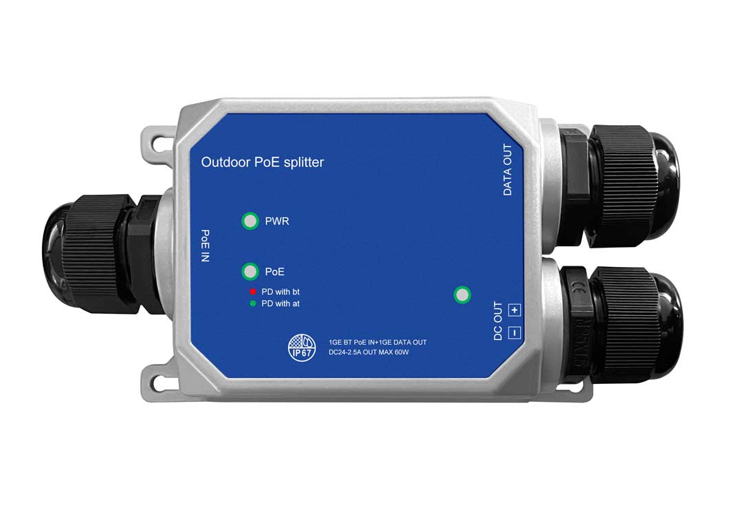 חולץ PoE חיצוני IP67 למתח DC12/24V
