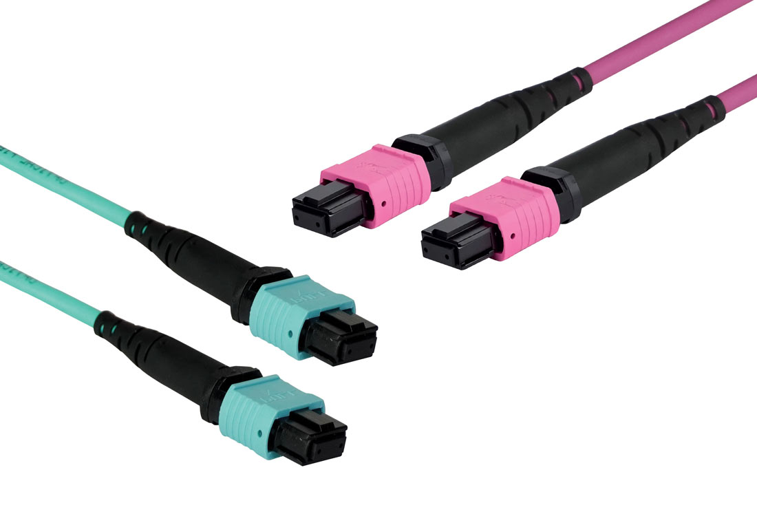 מגשר אופטי MM 12 סיבים 3-10 מ' MPO-MPO UPC מסוג B