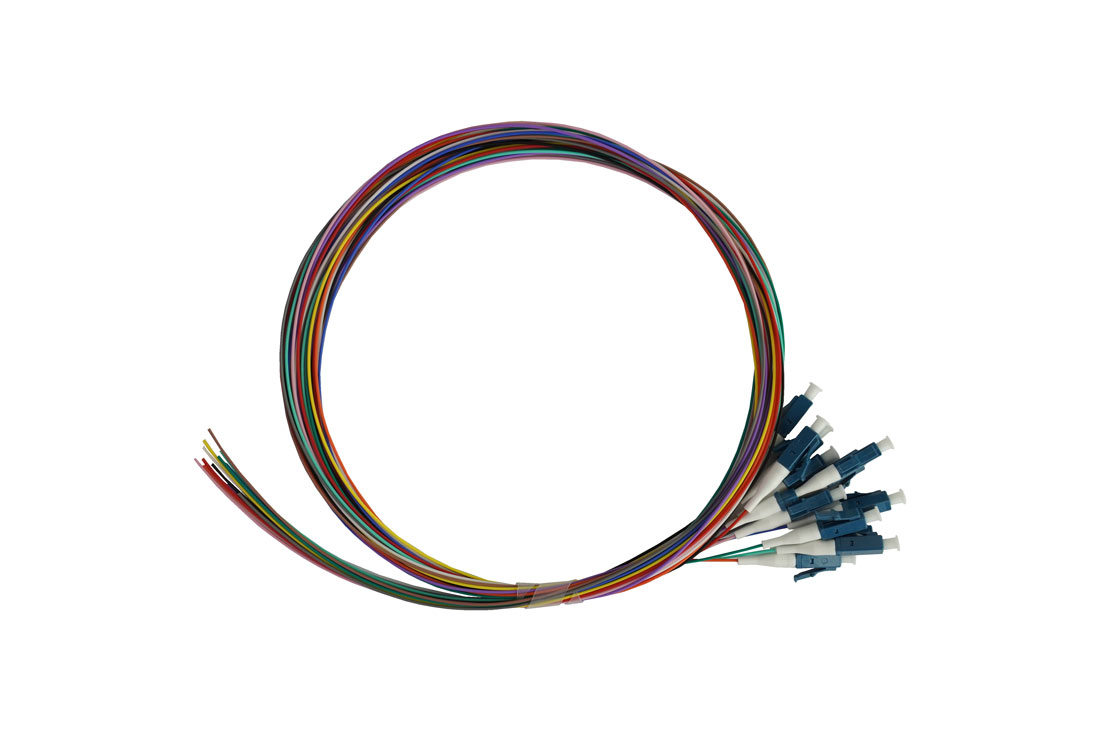 פיגטייל 12 סיבים צבעוני LC SM 1 מ'