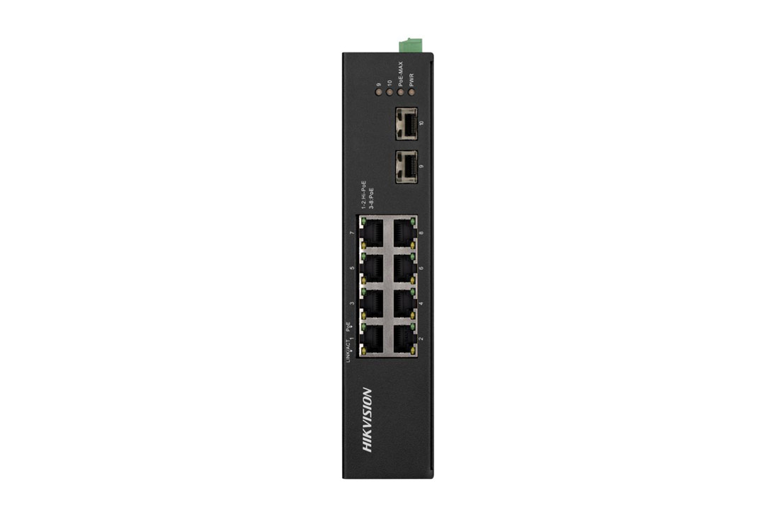 סוויצ' 8+2 PoE 1G תעשייתי בהספק 110W תואם לפס דין